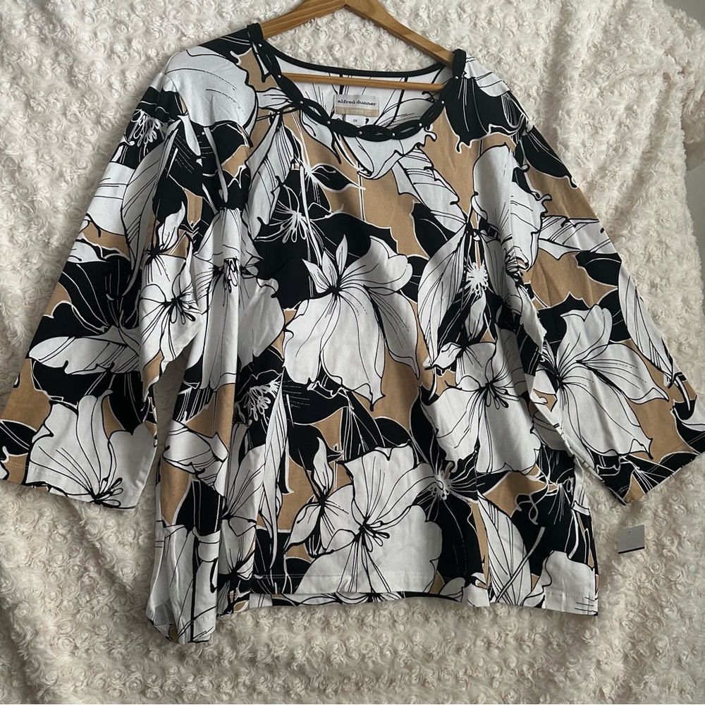 Alfred Dunner Floral Embellished Top/Tee Shirt 3X